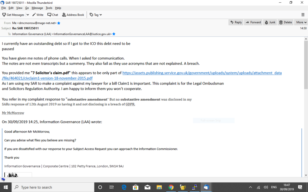 Breach of GDPR by the Legal Aid Agency