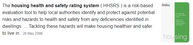 Housing Health and Safety Rating System ( HHSRS )